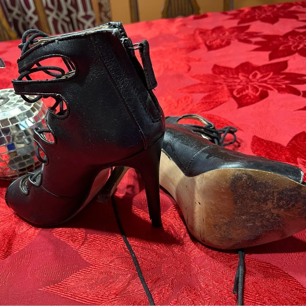 Zara Black Gladiator Lace-Up Stiletto Sandals - Picture 3 of 6